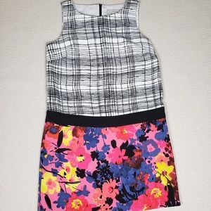 Plaid/floral shift dress size 4 LOFT